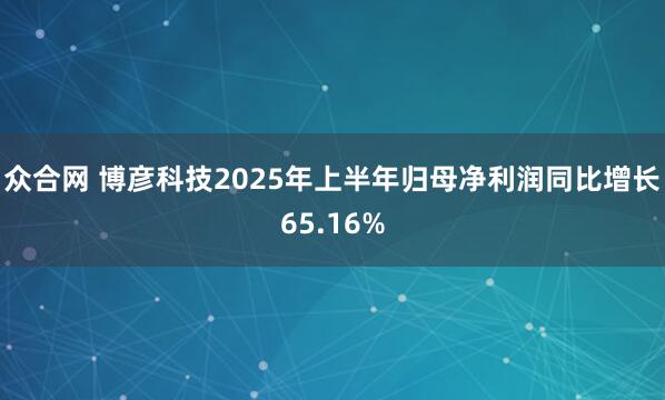 众合网 博彦科技2025年上半年归母净利润同比增长65.16%